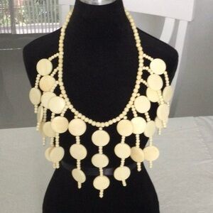 Woman’s Vintage Necklace Cream Color Statement Piece #30